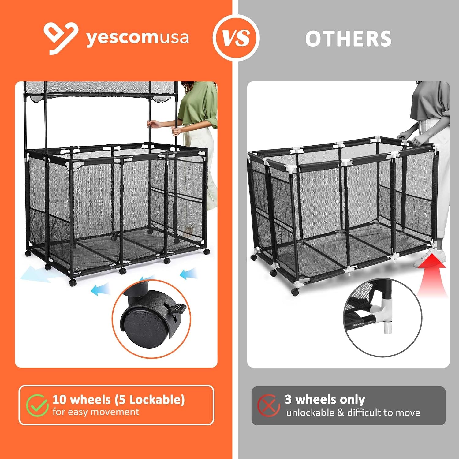 Yescom225 Gallon Pool Float Storage Bin Basket with Blue Cover Replacement Toy Raft Noodles Outdoor Double Tiers 49' x 30' x 61' Metal Frame 6 Wheels Mesh Rolling Organizer Cart