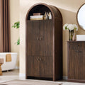 IFBUY 71' Tall Arched Bathroom Storage Cabinet, Modern Fluted Storage Cabinet w/Doors, 3 Adjustable Shelves, 6 Door Shelves, Wood Freestanding Cabinet for Bathroom, Entryway, Hallway, Brown