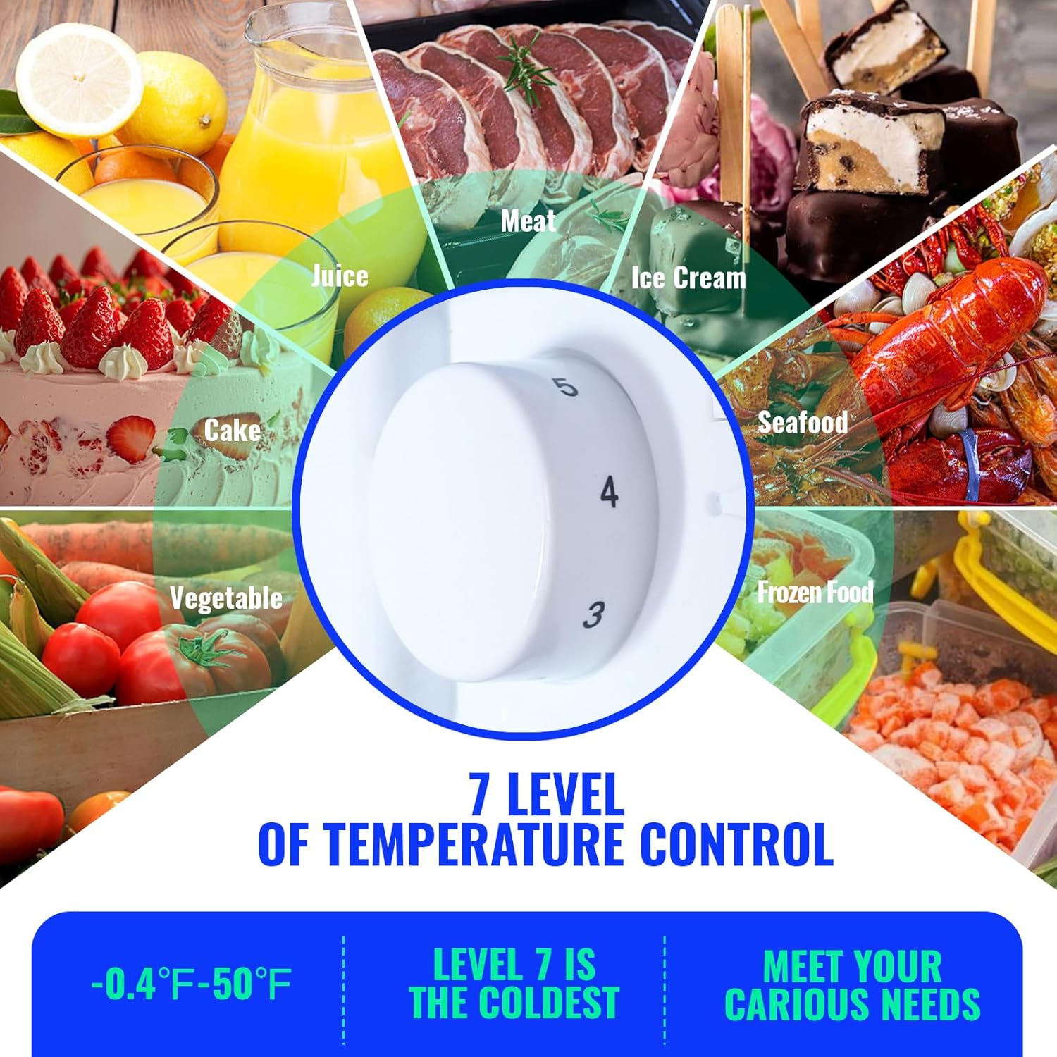 3.5 Cu.ft Fridge Dorm Fridge Refrigerator with Adjustable Glass Shelves, 7 Level Temperature Control Suit for Bedroom, Office, Apartment Yellow