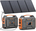 Portable Solar Power Generator with Panel, 300W Power Station with Portable Solar Panel 40W, 110V AC Outlet Camping 100W Solar Power Bank Battery Pack for Laptop Smart Device RV Outdoor Power Outage