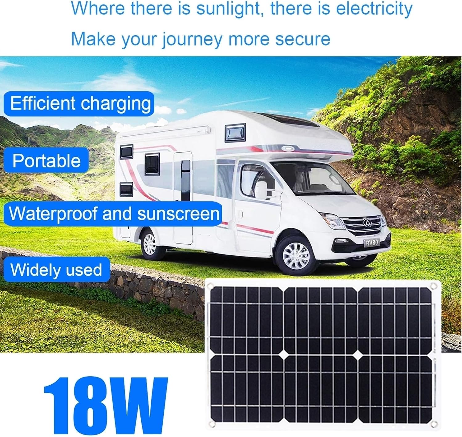 18W 12V Off-Grid Solar Panel Kit with 4000W Inverter & 30A Charge Controller, Portable Solar Generator for RV, Camping, Outdoor Emergency Backup Power(Black)
