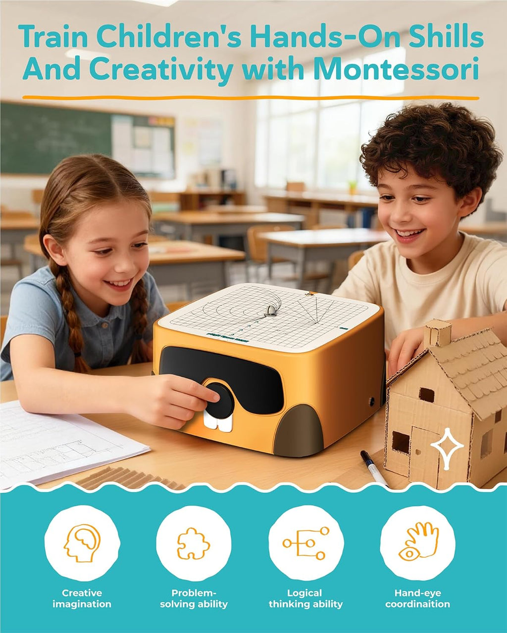 Kid-Safe Electric Cardboard Cutter for Ages 3+ | No Sharp Blades | STEM & STEAM Upcycling Tool | Safe for School Projects, DIY Building & Creative Maker Gifts for Boys & Girls