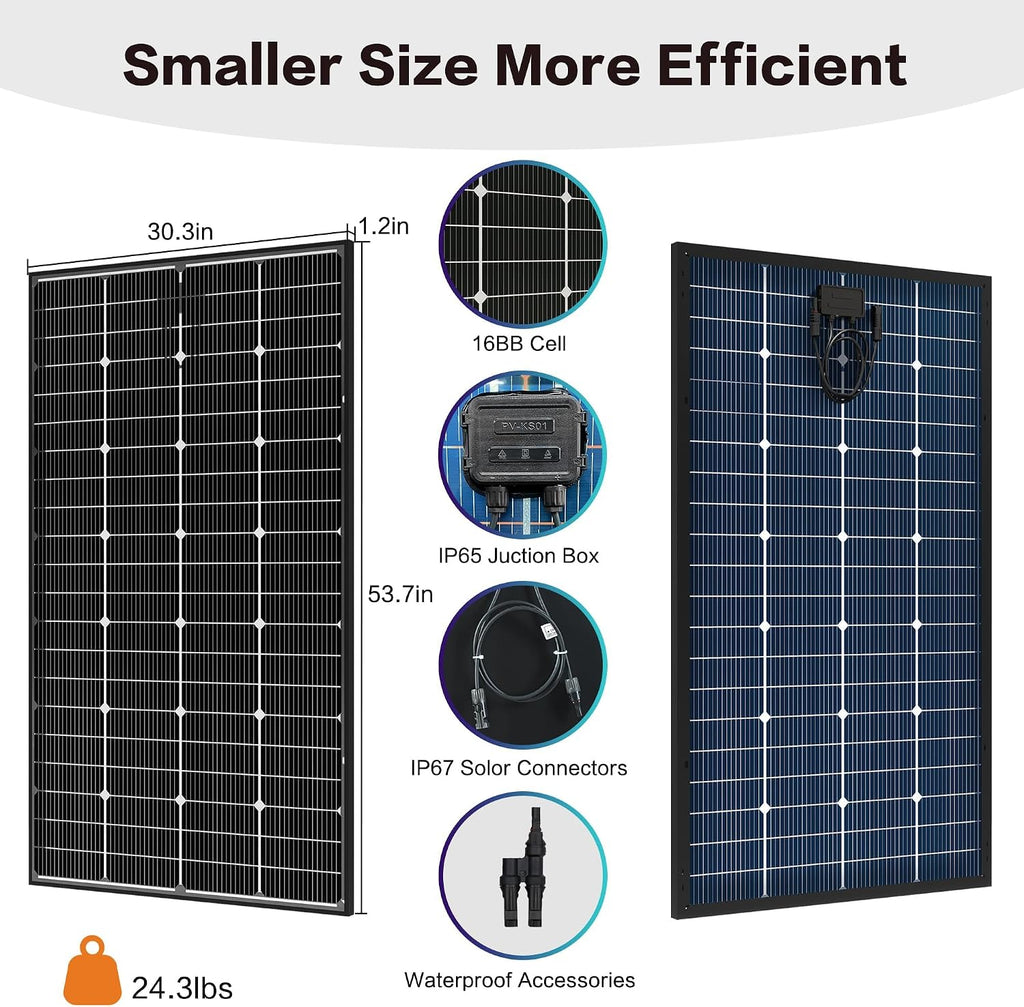 JJN Bifacial 400 Watt Solar Panel, 16BB N-Type 2 Pcs 200W 12V 25% High Efficiency 400W Solar Panels, Monocrystalline Solar Module for RV Home Farm Trailer Camper Marine Off-Grid Solar System