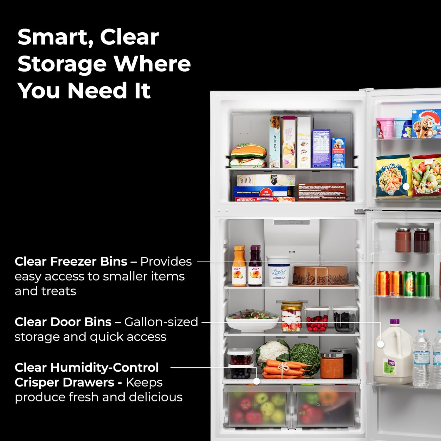 Kenmore 30' Top Mount Refrigerator with Freezer - Adjustable Shelving, Humidity-Controlled Crispers, LED Lighting, ENERGY STAR Certified, Garage Ready, 18.1 cu. ft. Capacity - White