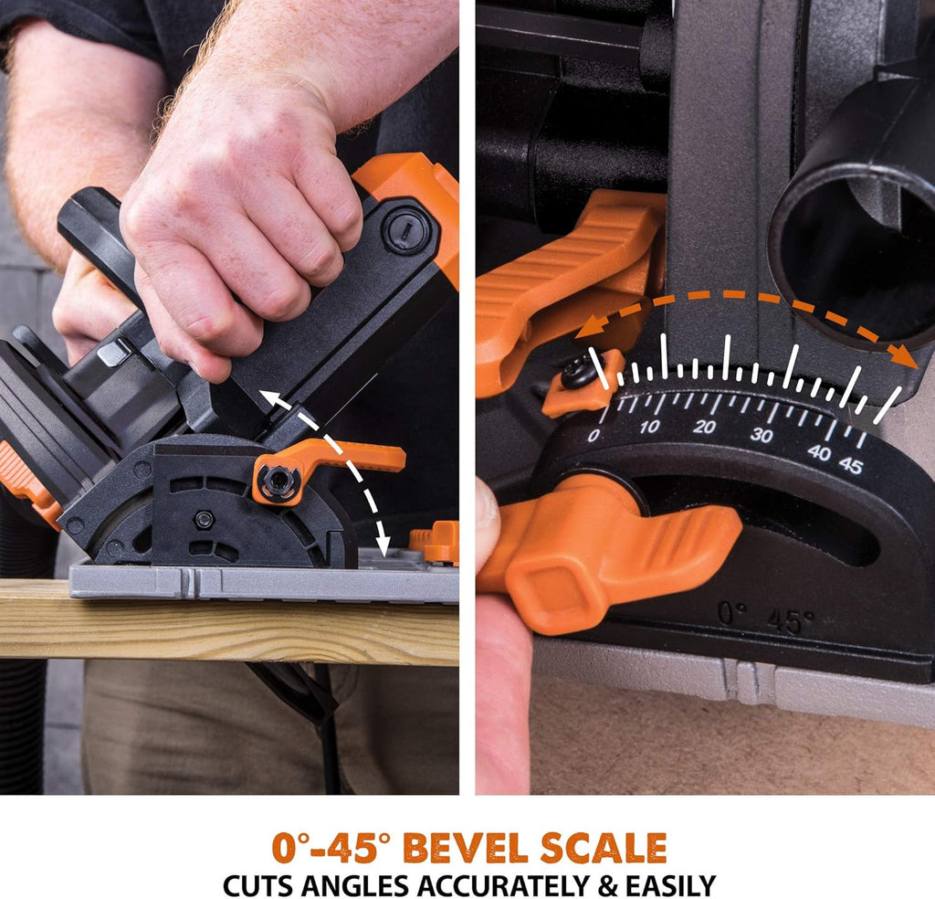 Evolution Power Tools R185CCSX Multi-Material Circular Track Saw Kit with 40' Track Included, TCT Blade Included, Cuts Wood, Plastic, Metal & More, 7-1/4 Inch