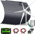1800 Watts 24 Volts Solar Wind Hybrid System Kit:8pcs 100W ETFE Flexible Monocrystalline Solar Panel+1000W Wind Turbine Generator+Accessories
