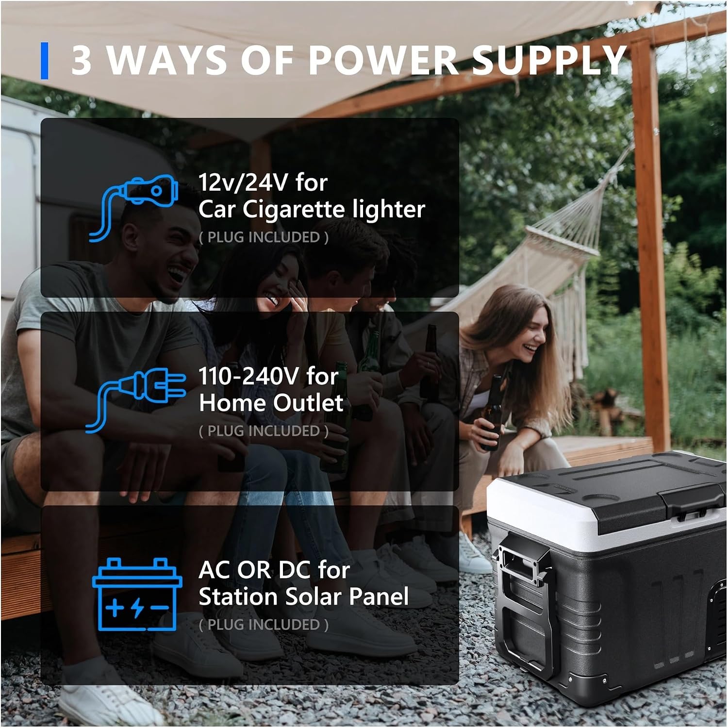 35L Car Portable Freezer 12V Refrigerator Cooler 12V/24V DC Fridge With Wheels 2 Baskets For Travel Truck Boat Camping