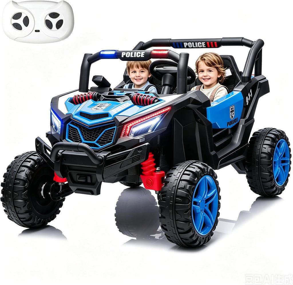 Kid Police 4WD UTV 24V Ride On Toys for Big Kids 2 Seater Ride On Toys Kids | 2 Seater Ride On Car for Kids Side-by-Side UTV Electric Cars for Kids Electric Ride Car Ride On Toys for Kids 4-8
