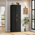 Storage Cabinet - Pantry Organizers and Storage with 4 Doors and Adjustable Shelves, Tall Bathroom Cabinet Freestanding Narrow Kitchen Cupboard for Dining Room Living Room, Laundry, Black
