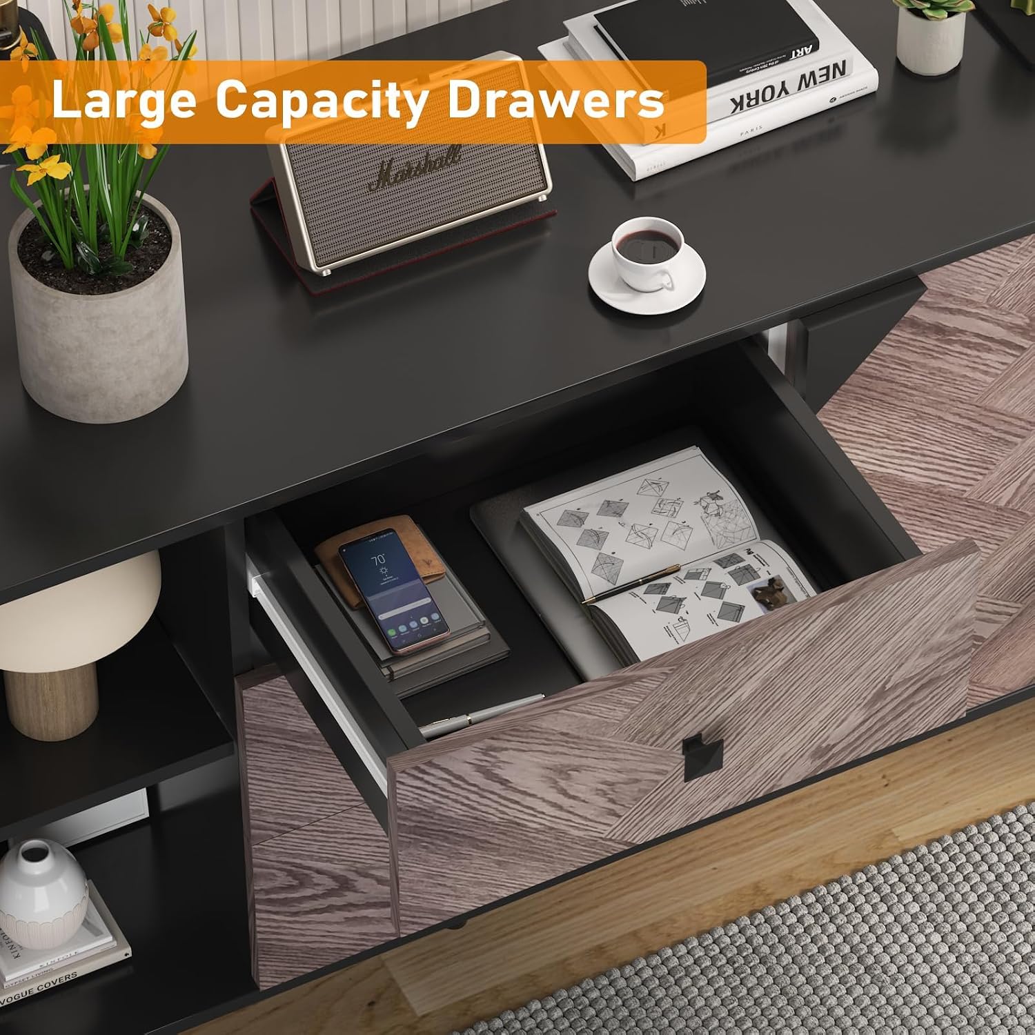 Large Storage Cabinet with Shelves & Doors, Sideboard Buffet Cabinet with Drawer, Entryway Cabinets, Accent Cabinets for Living Room, Dining Room, Entryway