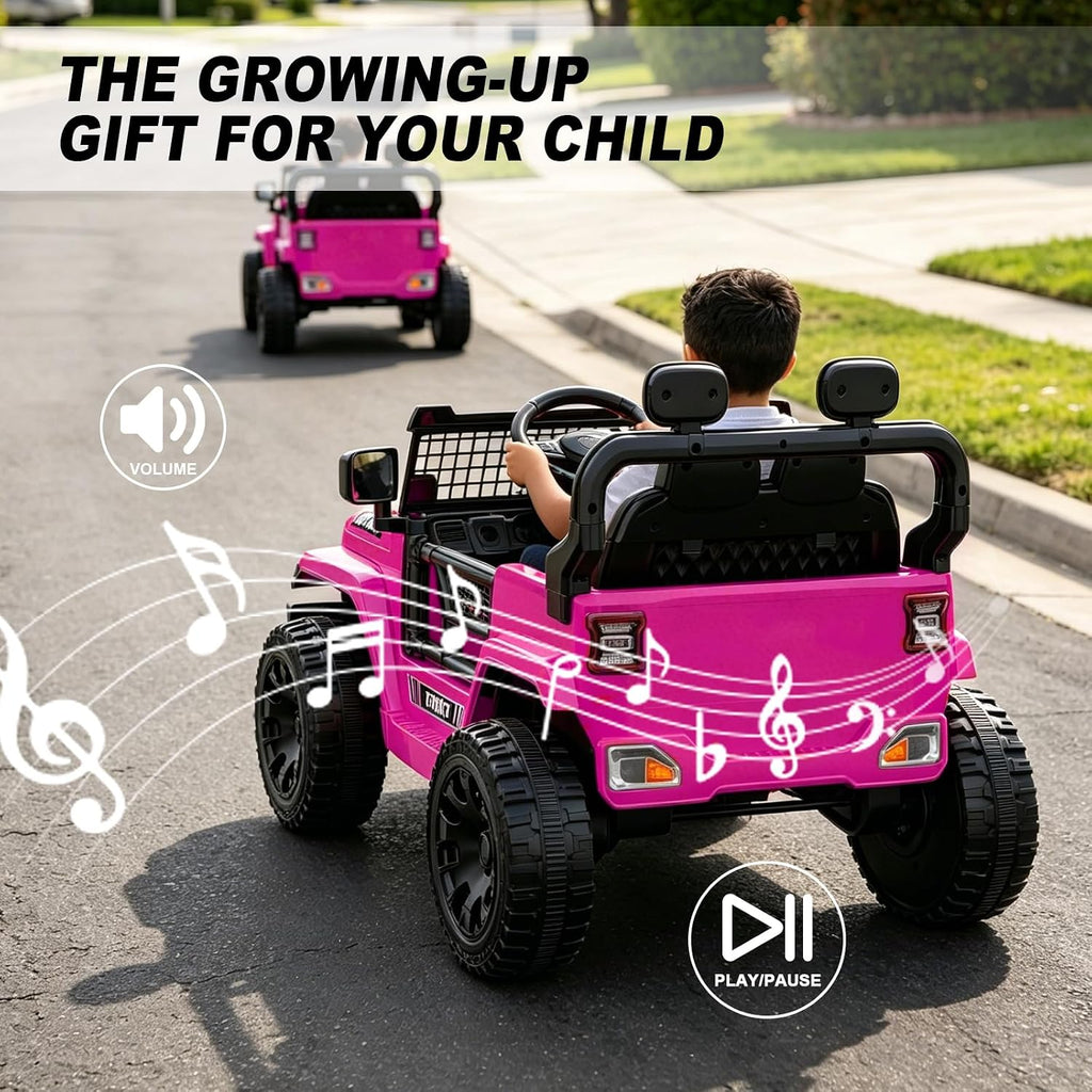 12V Ride on Car with Parent Remote Control, Toddler Electric Car with Spring Suspension, LED Lights & Music Player - Safe Battery Toy for Kids, Christmas & Birthday Gift, Pinkish