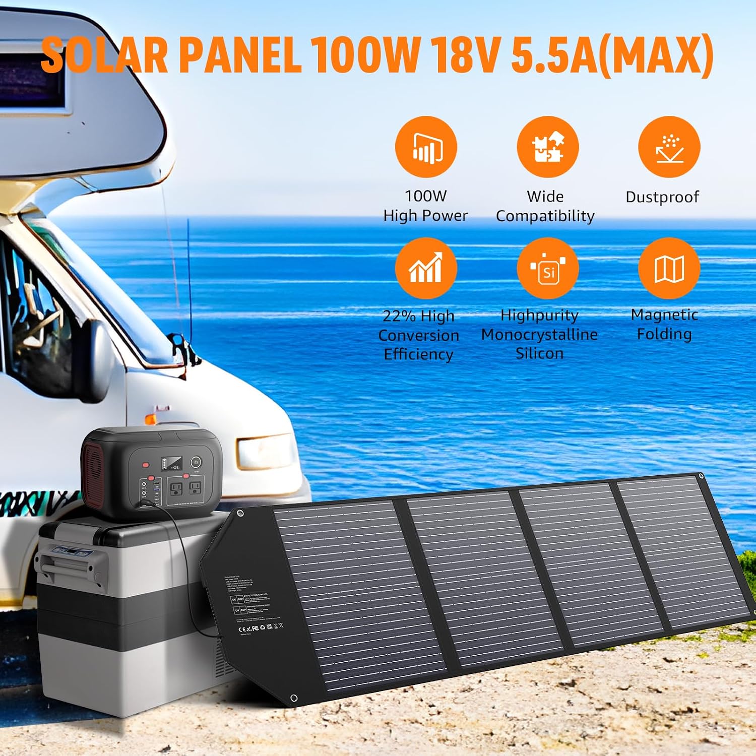 300W Portable Power Station with 100W Solar Panel，LiFePO4 Solar Generator for Outdoor, Camping, Emergency Backup