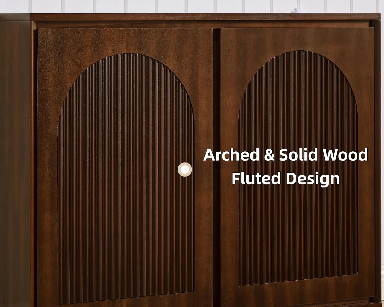 LKTART 39' Sideboard Buffet Cabinet,Narrow Credenza Storage for Entryway | Single Modular Storage Cabinet;Walnut Wood Credenza Storage Cabinet;Mid Century Modern Thin Entryway Cabinet for Living Room