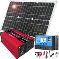18W 12V Off-Grid Solar Panel Kit with 4000W Inverter & 30A Charge Controller, Portable Solar Generator for RV, Camping, Outdoor Emergency Backup Power(Red)
