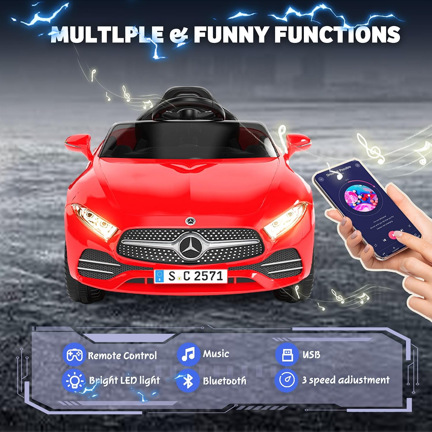 Licensed Mercedes-Benz CLS 350 12V Ride On Car Truck for Kids, Ride on Toys for Toddlers w/Parent Control, Spring Suspension, Power Wheels for Girls w/Bluetooth, Music, LED Lights (Red)