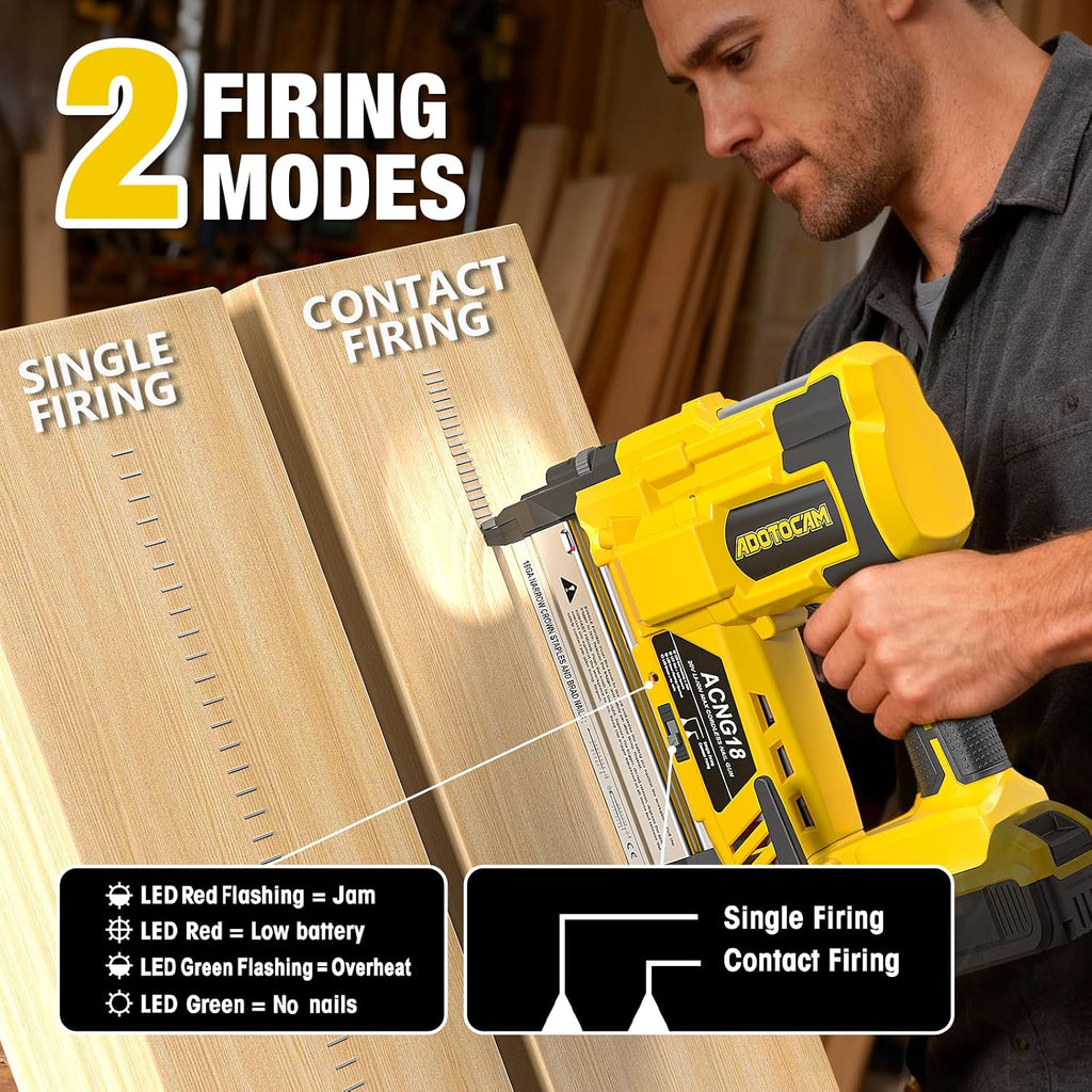 Cordless 2' Brad Nailer Compatible with DeWalt 20V Battery(No Battery), 2 in 1 Electric Nail Gun/Staple Gun,18GA Nail Gun Battery Powered with 1000 Nails/Staples for Woodworking & Home Improvement