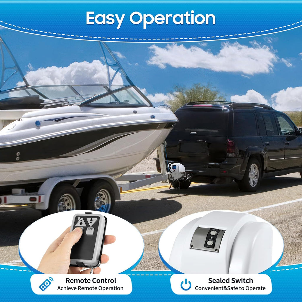 OUKANING Boat Electric Anchor Winch, Anchors Up to 25/35/45 LBS, 12-Volt DC Boat Anchor Wench with Wireless Remote Control, High-Efficiency Marine Saltwater Anchor Windlass Kit Includes 100-feet Rope