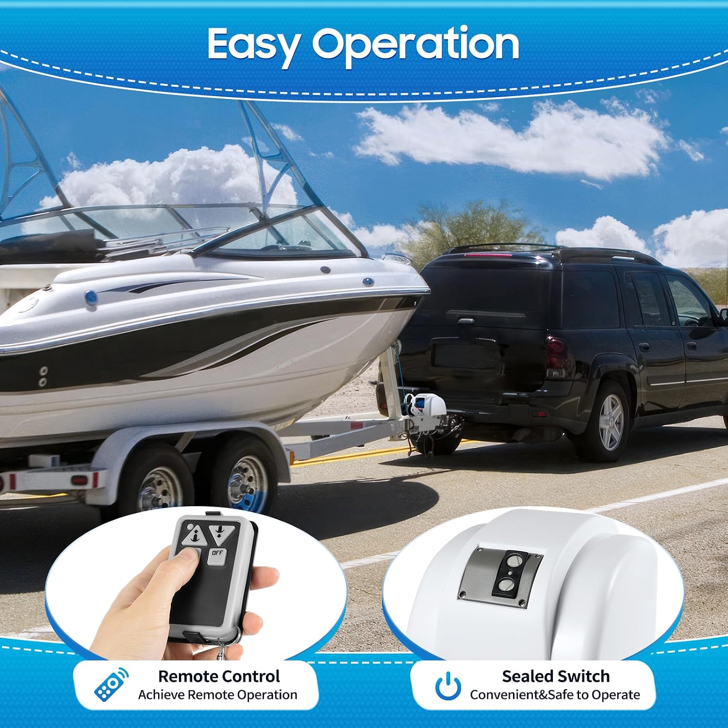 OUKANING Boat Electric Anchor Winch, Anchors Up to 25/35/45 LBS, 12-Volt DC Boat Anchor Wench with Wireless Remote Control, High-Efficiency Marine Saltwater Anchor Windlass Kit Includes 100-feet Rope