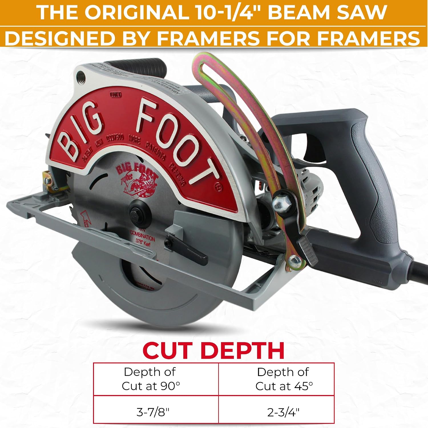 Big Foot Tools 10 1/4 Circular Saw Magnesium Worm Drive Saw Beam Saw with Skil Motor - Professional PowerSaw for One Pass Precision Cutting and Durability - BF-UG - SC-1025SU