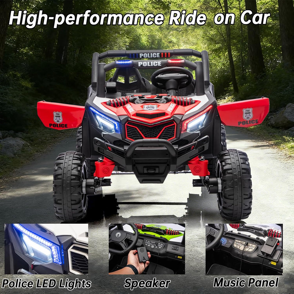 Kid Police 4WD UTV 24V Ride On Toys for Big Kids 2 Seater Ride On Toys Kids | 2 Seater Ride On Car for Kids Side-by-Side UTV Electric Cars for Kids Electric Ride Car Ride On Toys for Kids 4-8