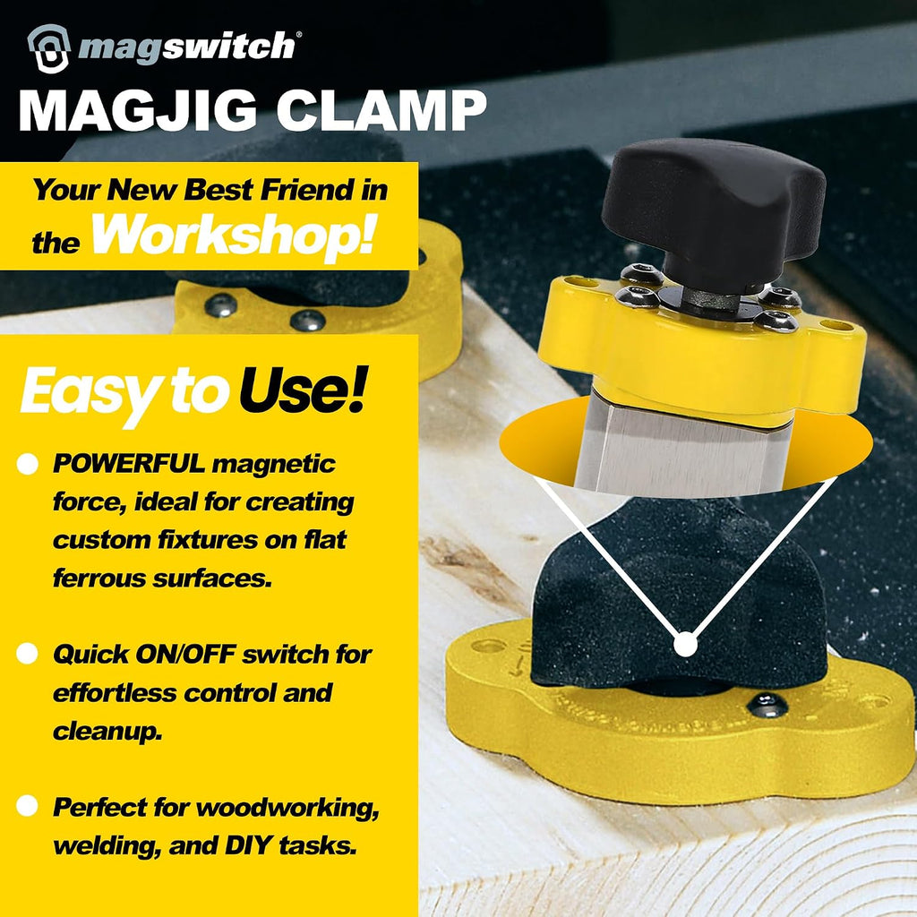 Magswitch MagJig 150 Magnetic Clamp, Set of 2 Woodworking and Welding Magnet Clamp Holder, 55 lb Holding Force, Powerful Magnets Heavy Duty On Off Magnet Switch Tools