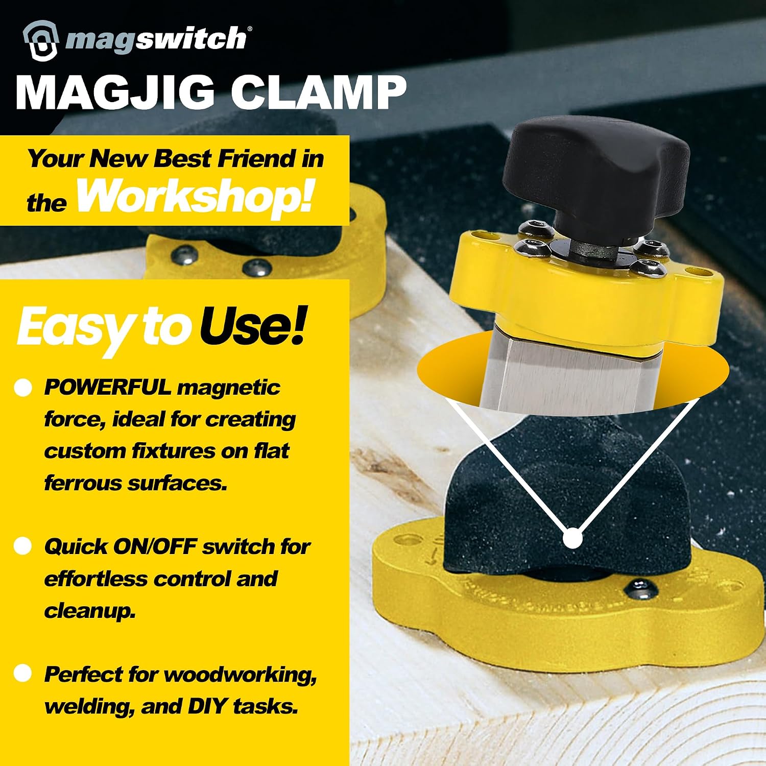 Magswitch MagJig 150 Magnetic Clamp, Set of 2 Woodworking and Welding Magnet Clamp Holder, 55 lb Holding Force, Powerful Magnets Heavy Duty On Off Magnet Switch Tools