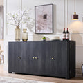 IFGET Curved Buffet Cabinet with Doors, 66' Large Sideboard Buffet Storage Cabinet with 4 Doors and Shleves, Modern Coffee Bar Station Wood Kitchen Table for Kitchen, Dining Room, Dark Grey