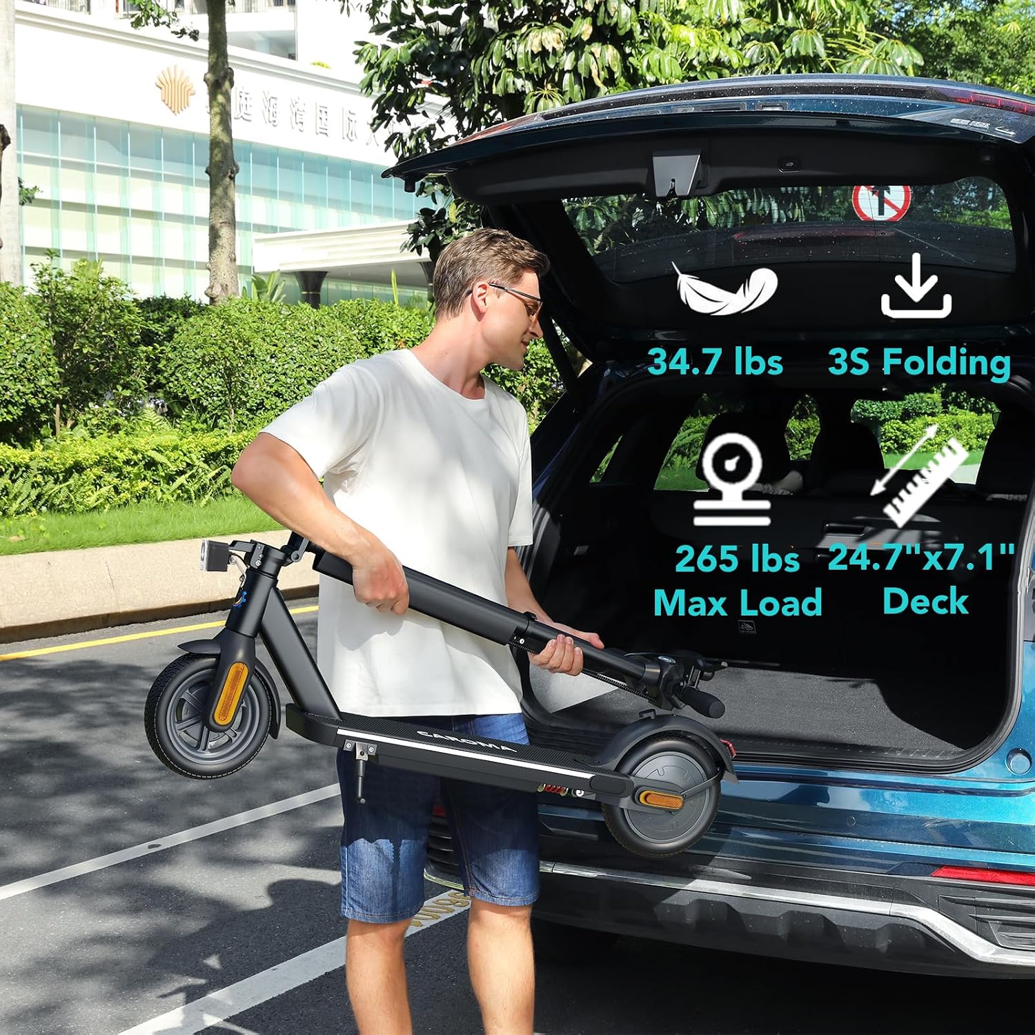 Caroma Electric Scooter Adults, 350W/500W Motor, Top Speed 20/25 Mph & 30 Miles Range, 8.5' Solid Tires, Cruise Control E Scooter for Adults