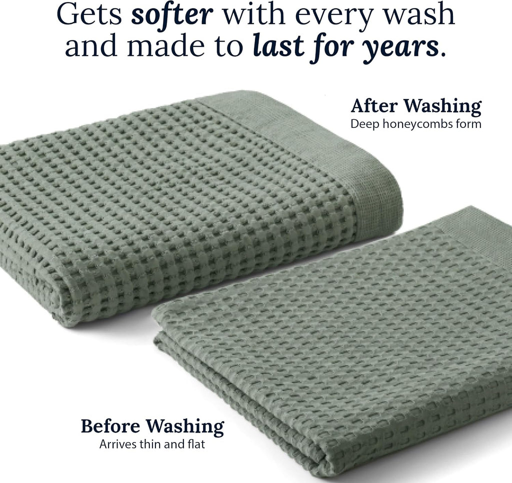GILDEN TREE Waffle Bath Sheet Quick Dry Towel, Thin Luxury Bath Towels, 40x80 Large Bath Towels 2 Pack Bath Sheets, Modern Style (Faded Black)