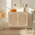 vistavie Buffet Cabinet with Storage, Accent Bathroom Floor Cabinets,Rattan Storage Cabinet with 2 Doors and 4 compartments for Storages,Sideboard Cabinets for Hallway, Entry, Living Room