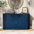 Virubi 55' Fluted Sideboard Buffet Cabinet with Storage,Doors& Gold Handles, Wood Modern Curved Kitchen Coffee Bar Cabinet with Drawers for Living Room,Entryway,Kitchen,Dining Room (Navy Blue)