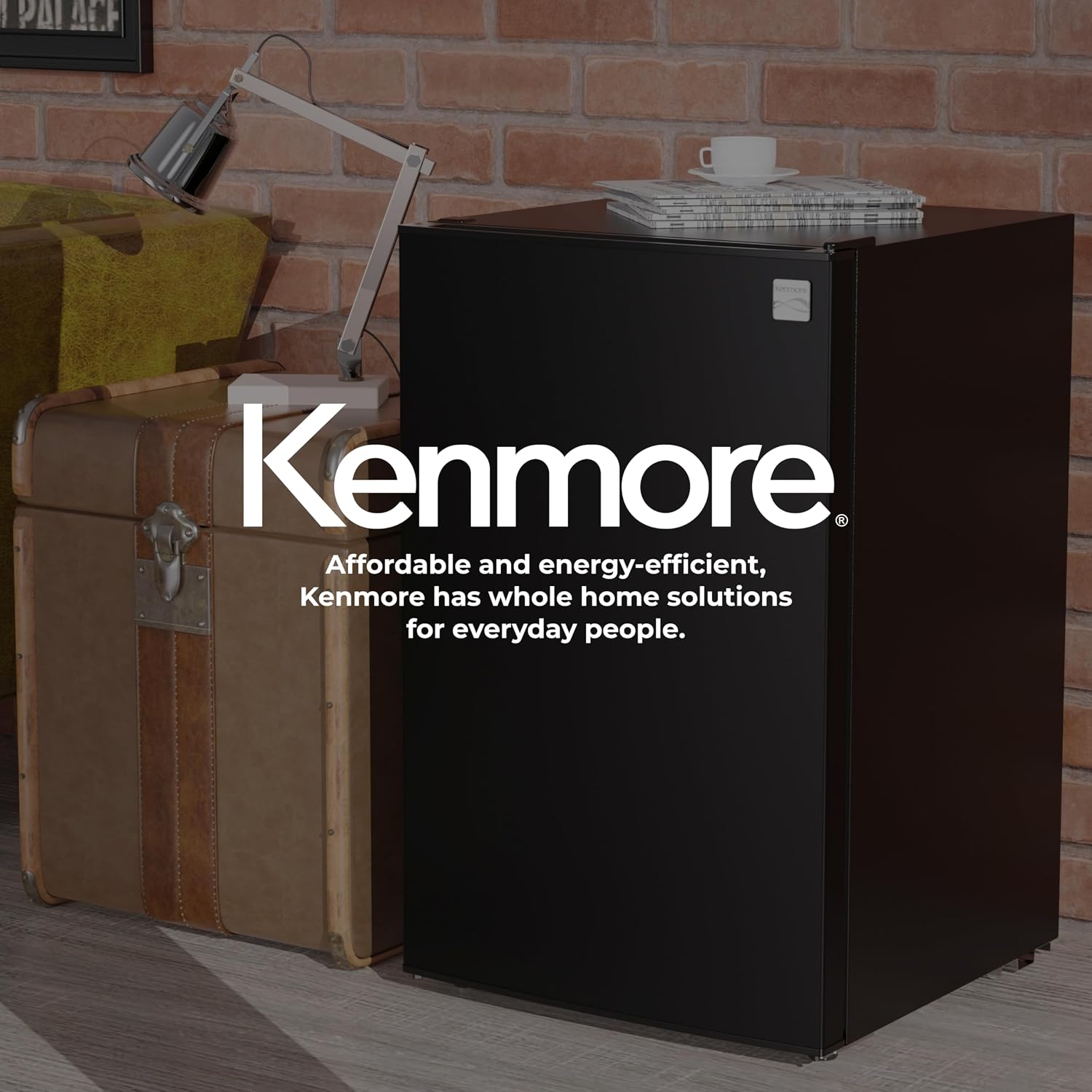Kenmore 21' Compact Refrigerator with Chiller Compartment - Reversible Door, Adjustable Glass Shelves, ENERGY STAR Certified, 4 Can Rack, Interior Lighting, Freestanding, 4.5 cu. ft. Capacity - Black