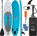 SereneLife Inflatable Stand Up Paddle Board - Wide Stable Design, Non-Slip Deck for Adults & Youth with Premium Paddle Board Accessories: Carry Bag, Dual Action Pump, Paddle, Ankle Leash - 10'