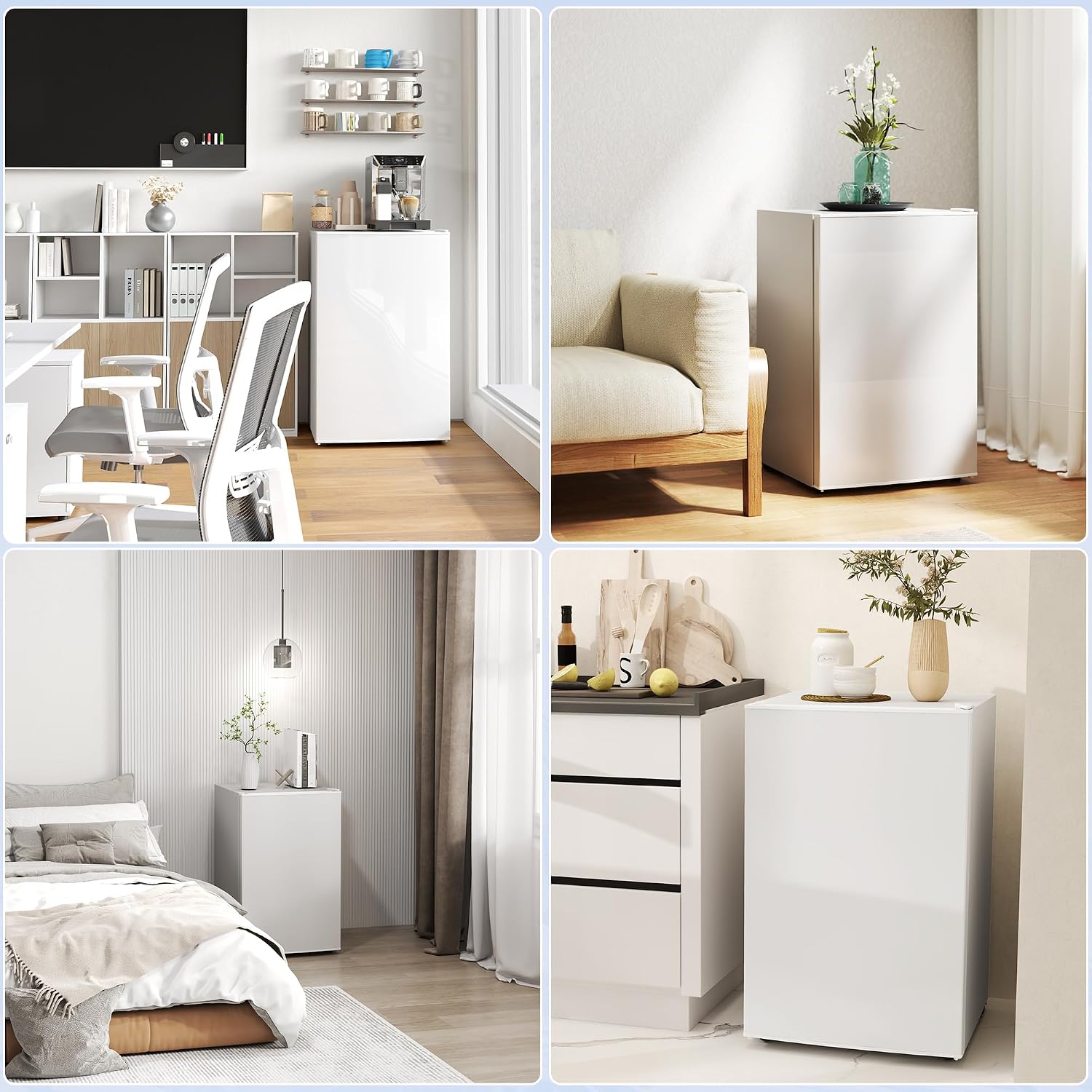 HOMCOM 4.5 Cu.Ft Mini Fridge with Freezer, Single Door Small Refrigerator with Adjustable Thermostat, Energy Efficient, Low Noise, Mini Refrigerator for Bedroom, Dorm, Office, White