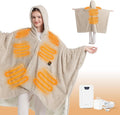 Bedsure Cordless Wearable Heated Blanket - Fluffy Electric Blanket Hoodie with 20000mAh Battery Pack, Portable USB Heated Shawl as Winter Gifts for Women Mom, 4 Heat Levels & 4 Timers, 55'x69', Cream