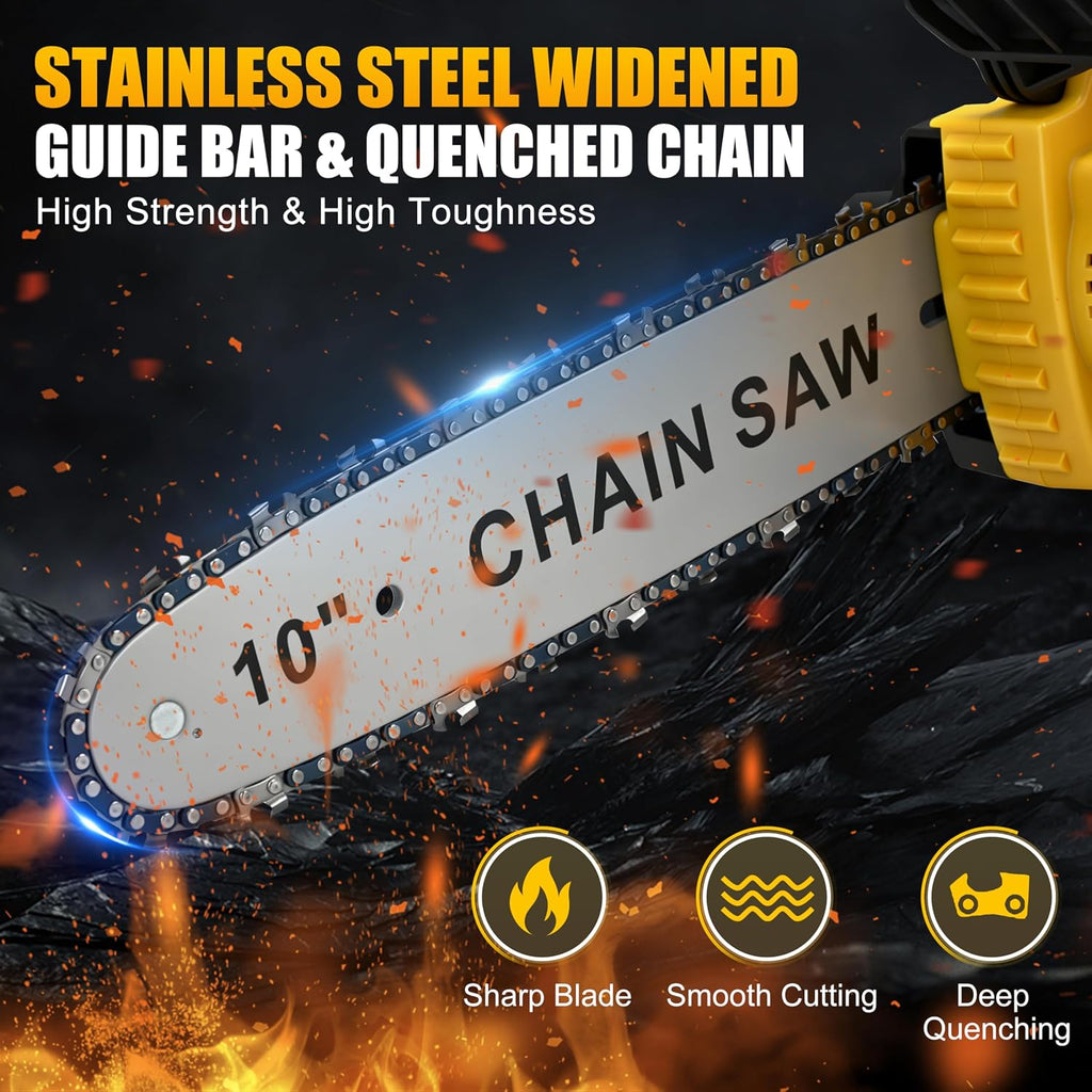 8 Inch/ 10 Inch Electric Pole Saws for Tree Trimming & Mini Chainsaw 4-IN-1, Cordless Pole Saw Battery Powered, Chain Saw with Extension Pole, Total Reach of Max 15ft, Limb Branch Cutter Pruner