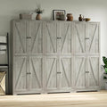 Kitchen Pantry Cabinet Set of 3, 72' Tall Farmhouse Storage Cabinet with 4 Barn Doors and Adjustable Shelves, Versatile Storage for Kitchen, Living Room, Grey