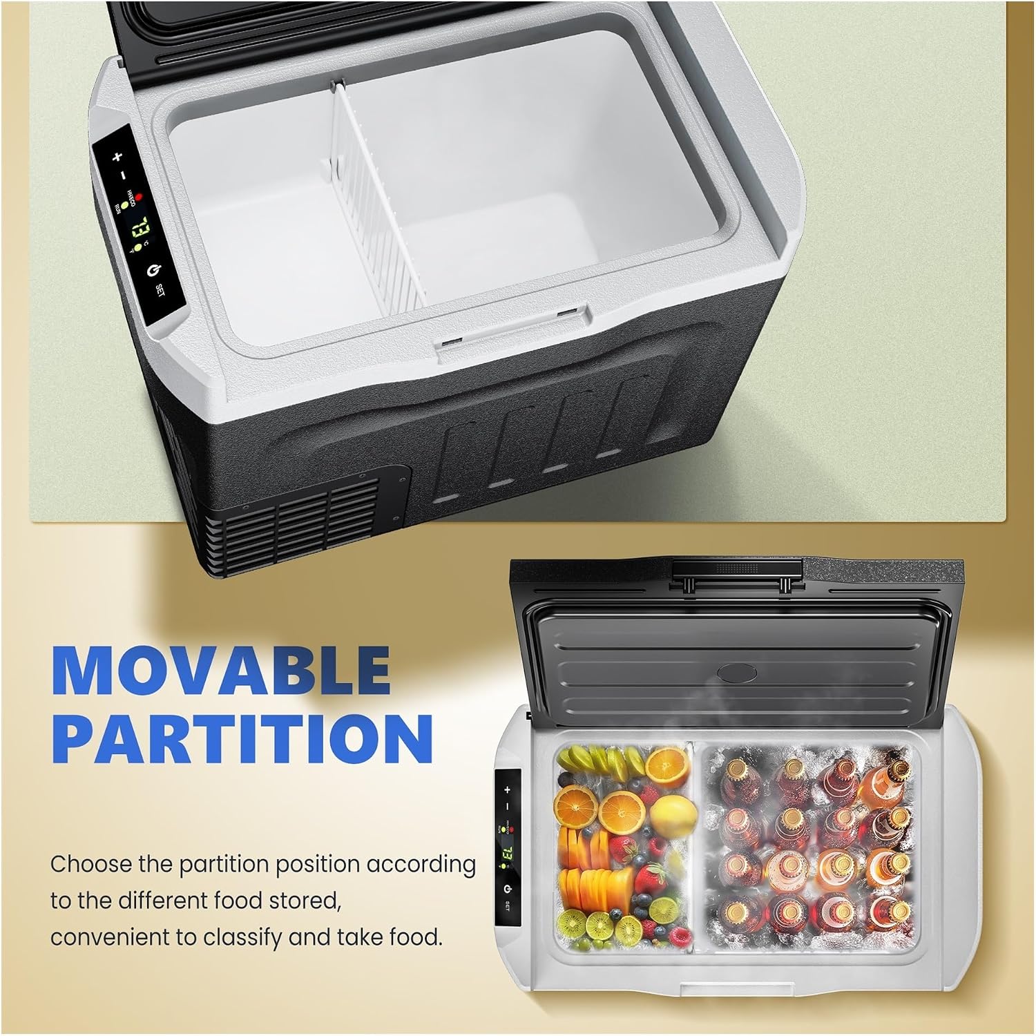 Car Refrigerator 20/30L Compressor Dual Zone Mini Fridge Freezer Cooler Ice Box Keep Cool For Camping(30L)
