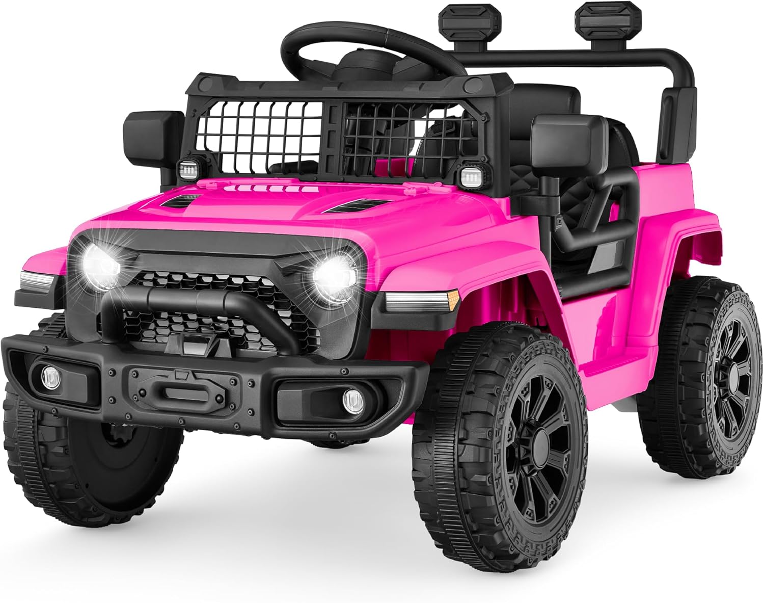 Best Choice Products 6V Kids Ride On Toy, Mini Truck, Electric Play Car w/Parent Remote Control, 4-Wheel Suspension, LED Lights, 2 Speeds, Functional Horn, 3.1MPH Max Speed - Hot Pink