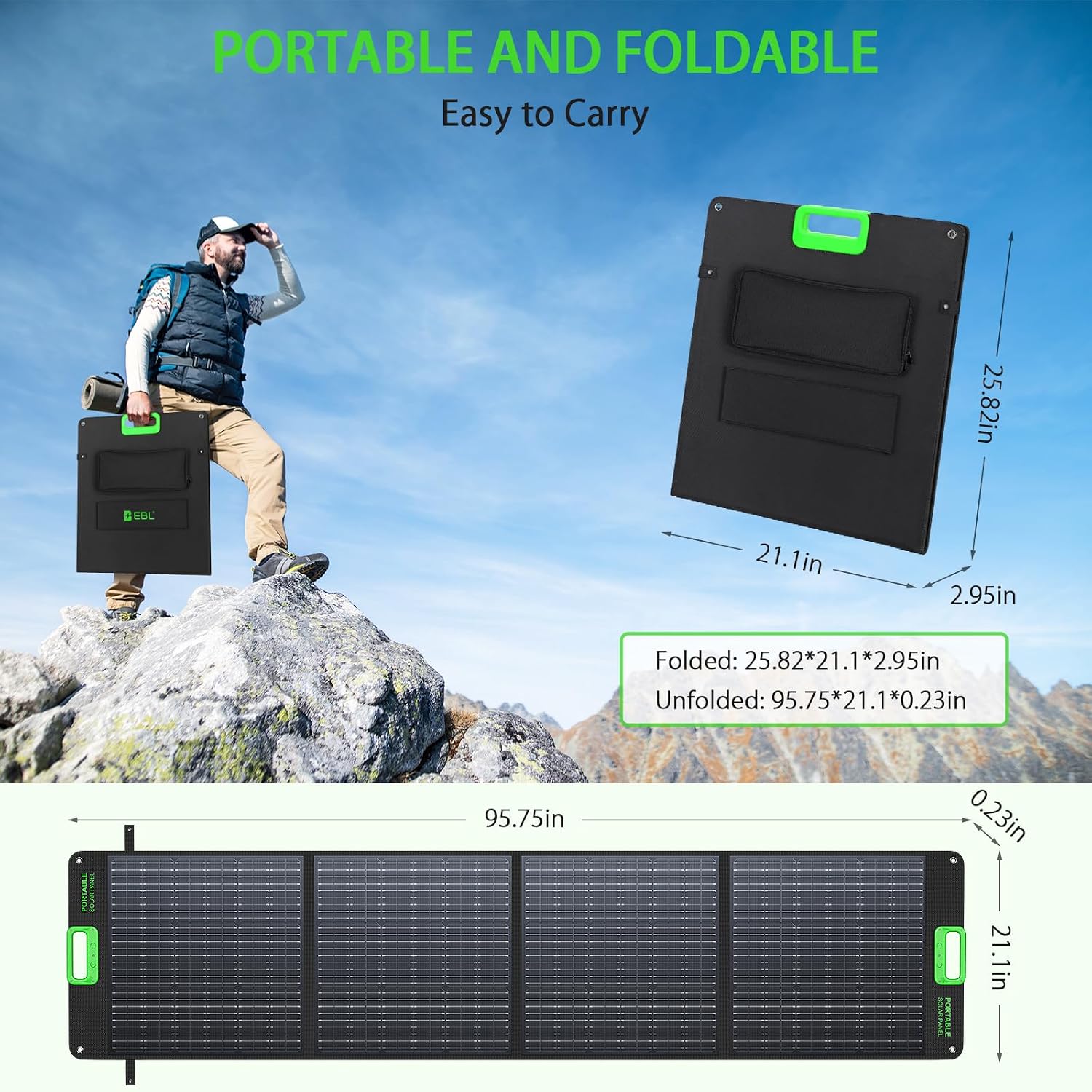 EBL 2400W Portable Power Station with 2x200W Solar Panels (Ship Separately), 1843.2Wh Home Backup Battery,LiFePO4,Solar Generator,Pure Sine Wave, For Outdoor Camping RV Travel, Off-grid Home Emergency