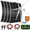 1480 Watts 24 Volt Solar & Wind Hybrid Kit for Home Boat RV Camping: 4 x 120W Flexible monocrystalline Solar Panel + 1000W Wind Turbine + Accessories,Solar Wind Power Generator System