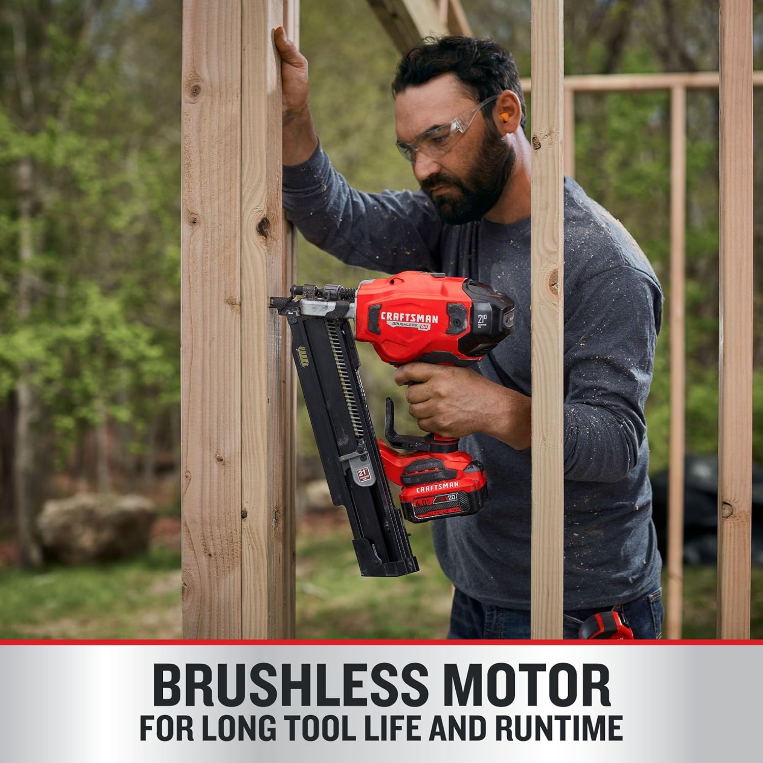 CRAFTSMAN V20 Cordless Framing Nailer, Nail Gun, 21 Degree, up to 3-1/4 inch Nails, Bare Tool Only (CMCN621PLB)
