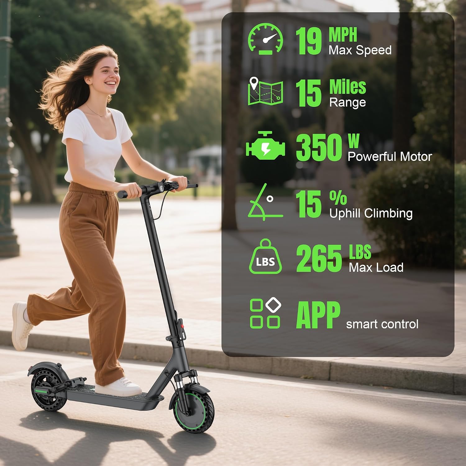 VOLPAM Electric Scooter, 500W/350W Strong Motor, Max 22/19 MPH Top Speed & 22/17 Miles Range, 10'/8.5' Foldable E Scooter with Smart APP, Cruise Control