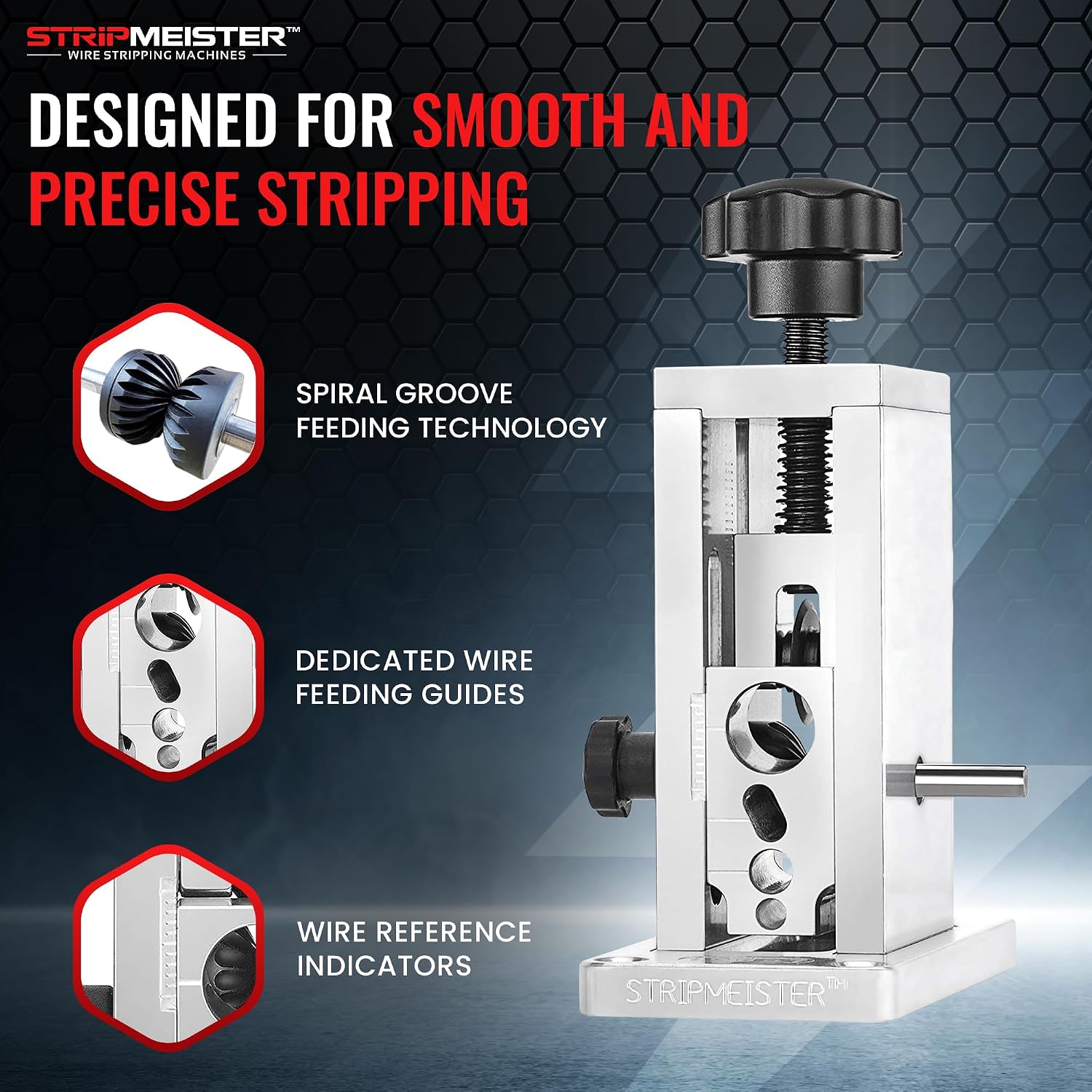 StripMeister Original Drill-Powered Wire Stripper – Wire Sizes Up To Ø3/4', Jam-Free, Copper Wire, Built for Safety, Speed, and Efficiency - Portable Wire Stripping Machine