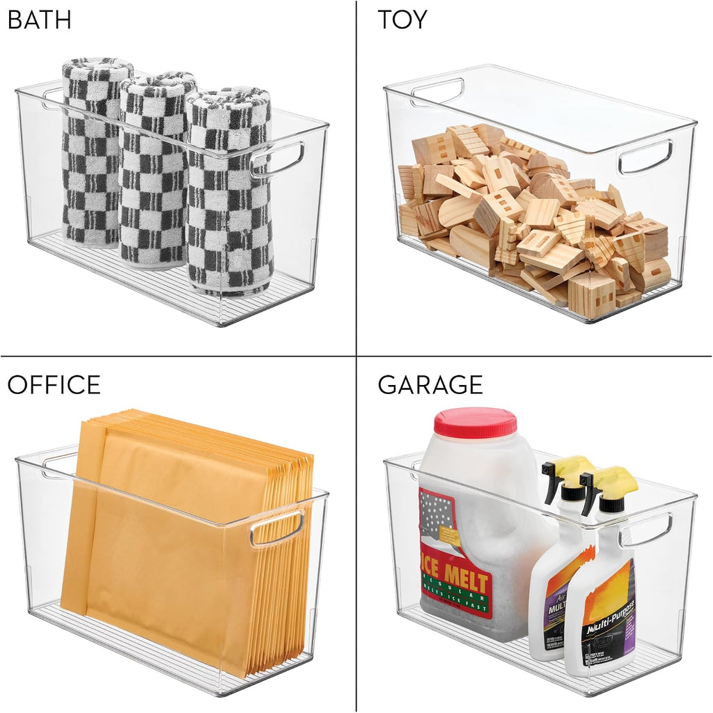 iDesign Plastic Storage Bin with Handles for Household Storage - Set of 4 - Clear - Made in USA