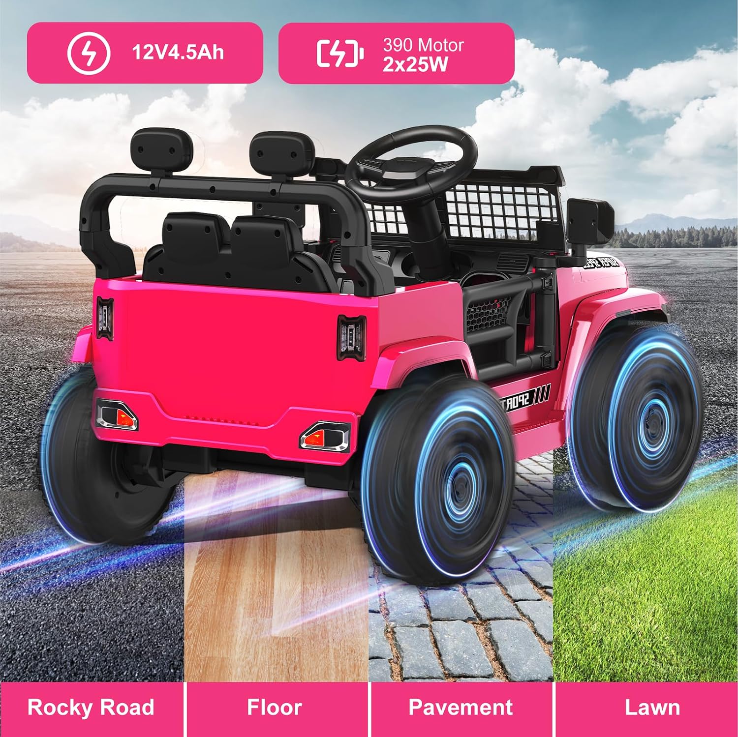 12V Ride on Car with Parent Remote Control, Toddler Electric Car with Spring Suspension, LED Lights & Music Player - Safe Battery Toy for Kids, Christmas & Birthday Gift, Pinkish