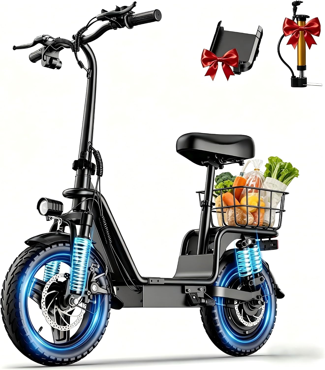 Electric Scooter Adults, 1300W Peak Motor, Electric Scooter with Seat, 48V 13Ah Battery, 14' Tires, 35 Miles Range, 20 MPH, 330 LBS Load, Dual Braking,UL 2272