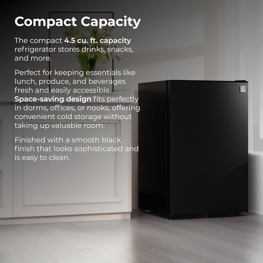 Kenmore 21' Compact Refrigerator with Chiller Compartment - Reversible Door, Adjustable Glass Shelves, ENERGY STAR Certified, 4 Can Rack, Interior Lighting, Freestanding, 4.5 cu. ft. Capacity - Black