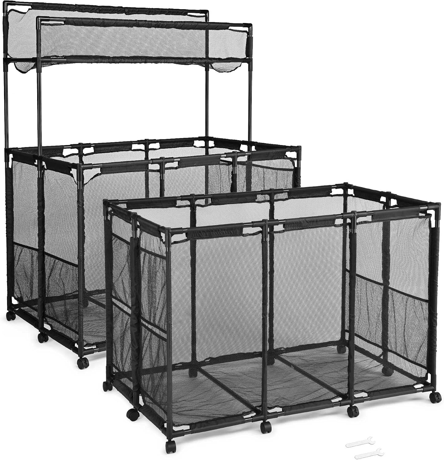 Yescom 2 Pack Pool Float Storage Bin Basket for Toy Raft Noodles Outdoor Metal Frame Mesh Net Rolling Organizer Cart Sturdy Large Black 2026