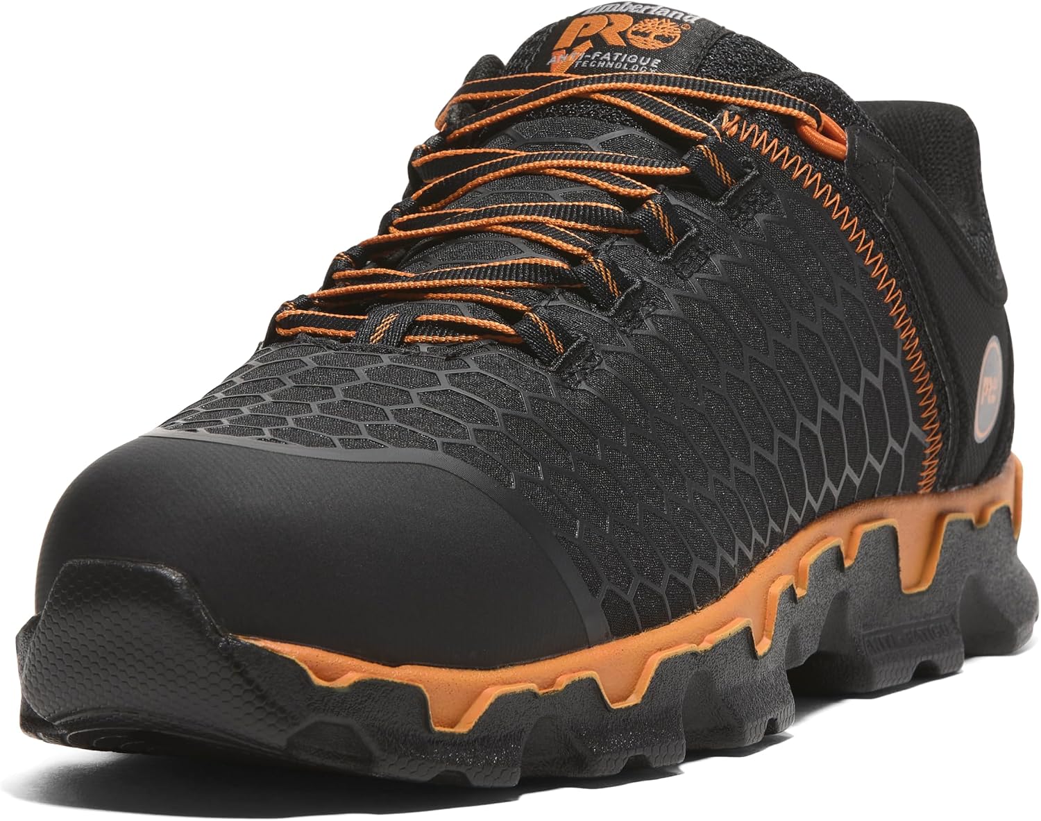 Timberland PRO Men's Powertrain Sport Alloy Safety Toe Industrial Athletic Work Shoe, Black/Orange-2024 New, 12
